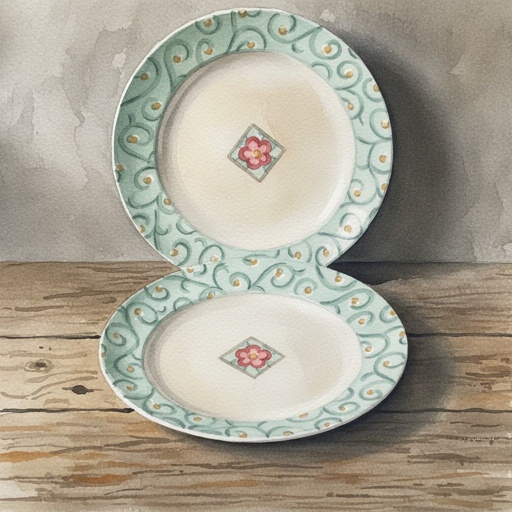 Corelle Corning Watercolors Salad Plates, Set of 2, Pastel Floral Dinnerware